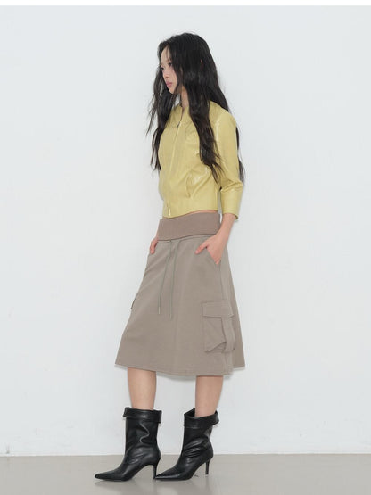 lvetong Yellow Roundneck Three Quarter Sleeve Slim Women&