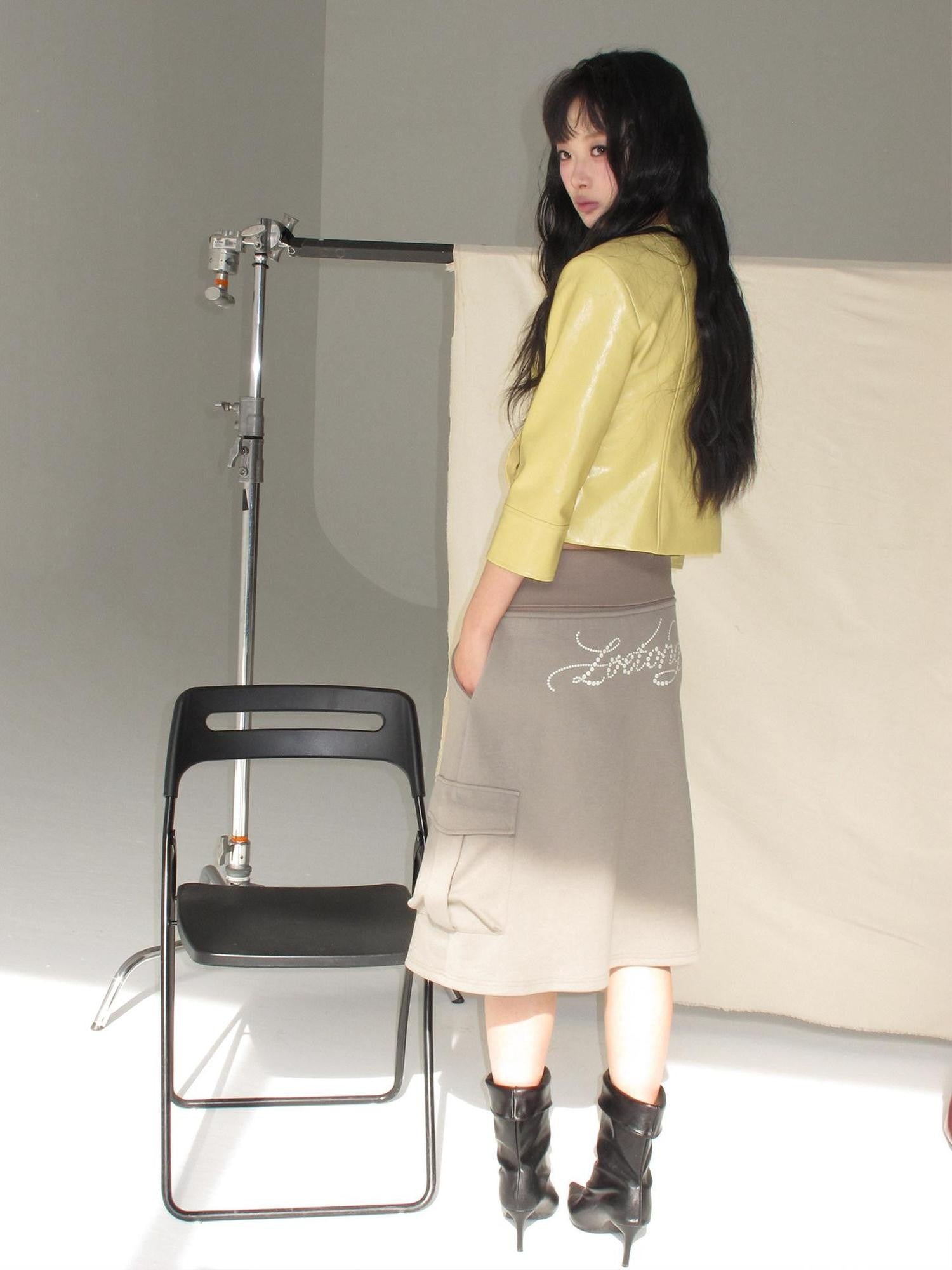 lvetong Yellow Roundneck Three Quarter Sleeve Slim Women&