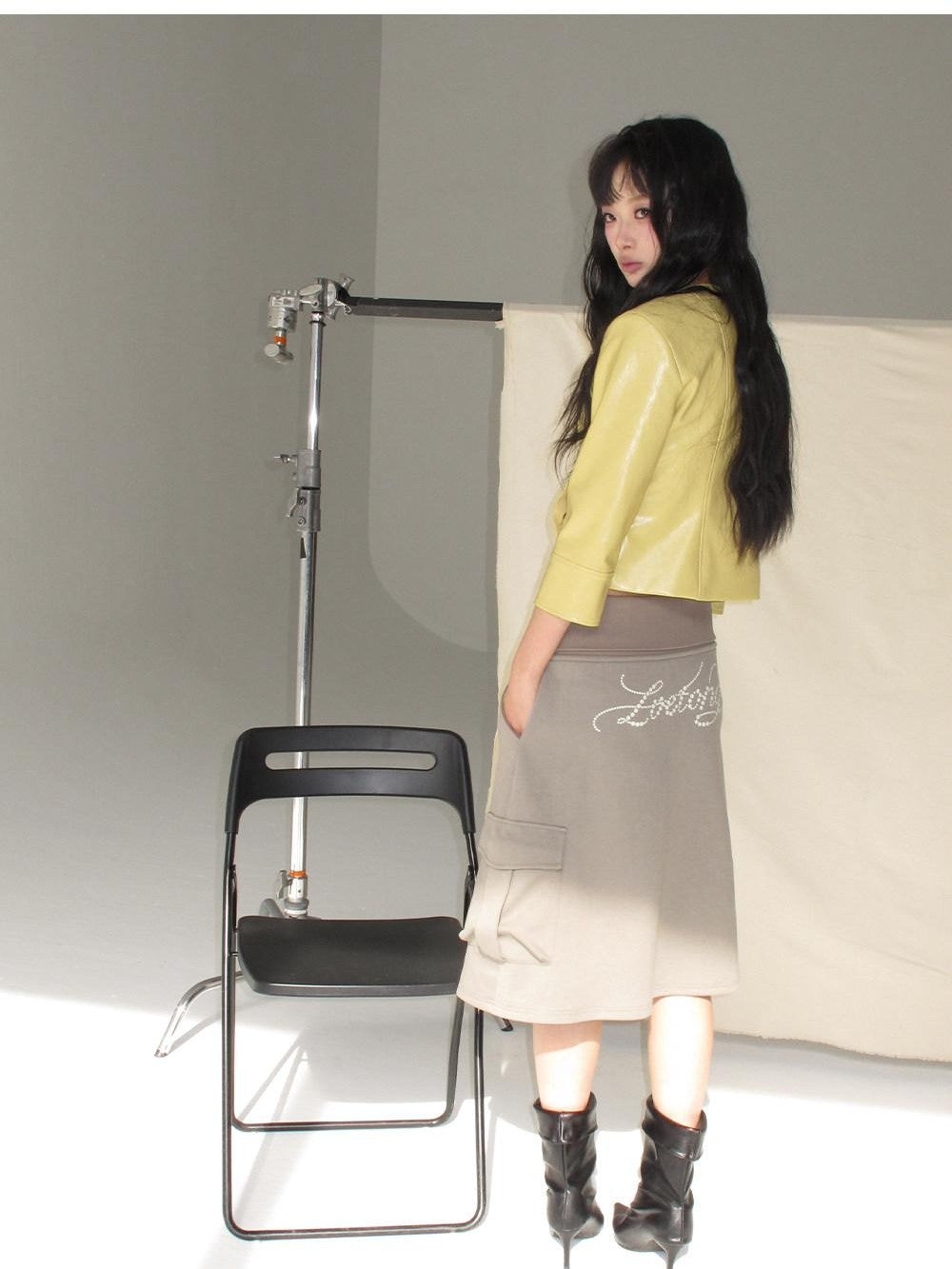 lvetong Yellow Roundneck Three Quarter Sleeve Slim Women&