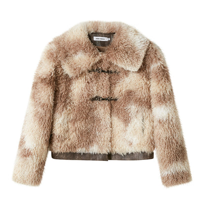 DIDDI MODA Brown Ombre Curly Lambswool Coat