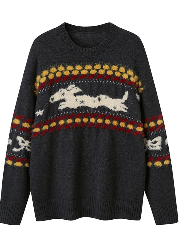 Cozy Fair Isle Dog Sweater Winter Knit With Snowflake Geometric Patterns