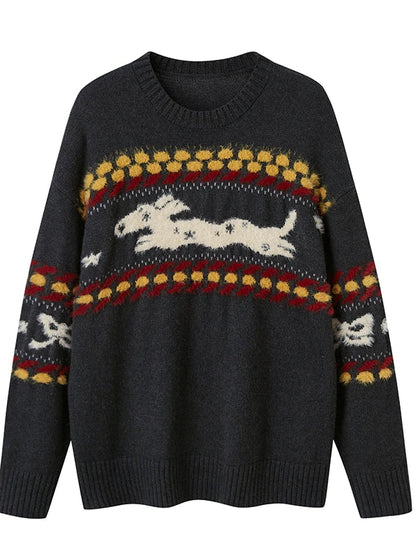 Cozy Fair Isle Dog Sweater Winter Knit With Snowflake Geometric Patterns