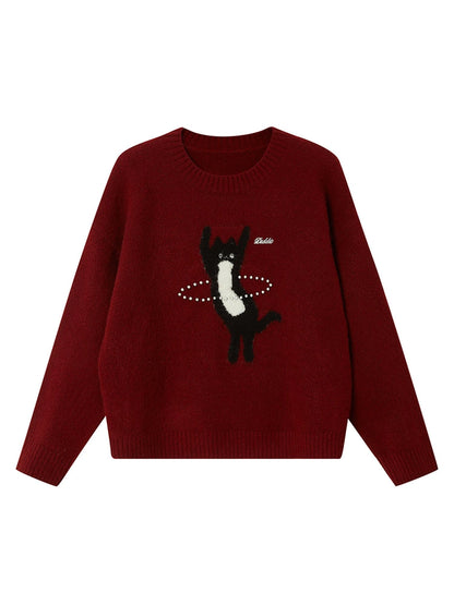 Future Kitten Holographic Beaded Knit Sweater