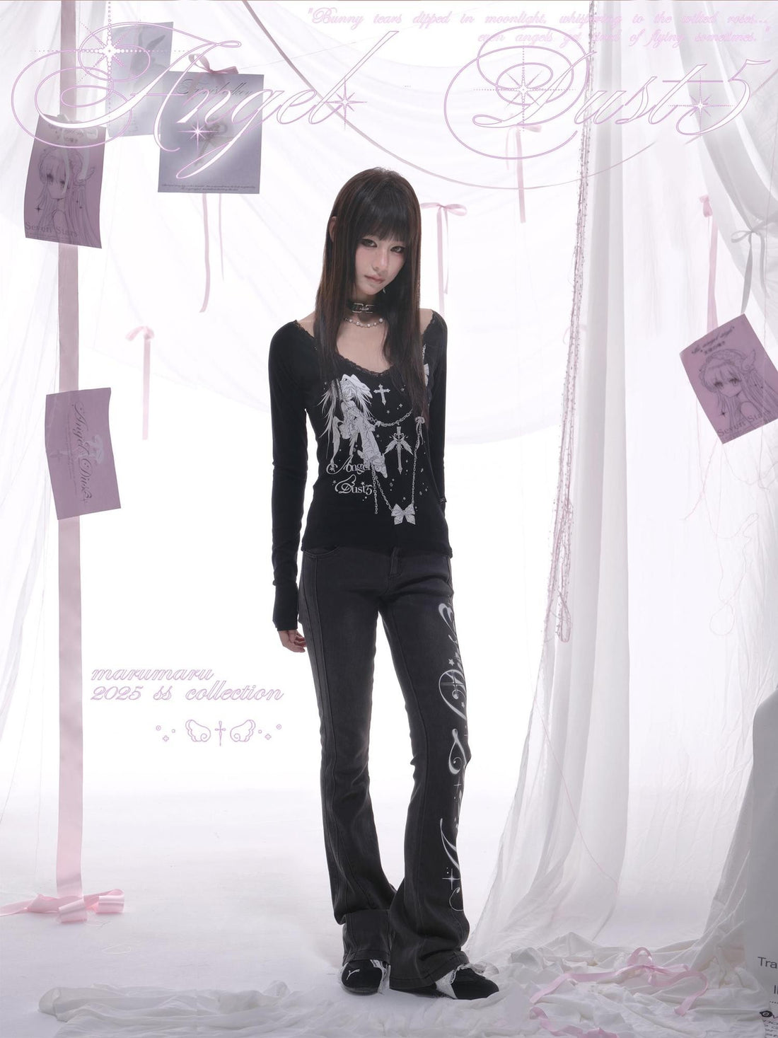 marumaruzip Angel Dust Anime Print V-neck Slim Women&