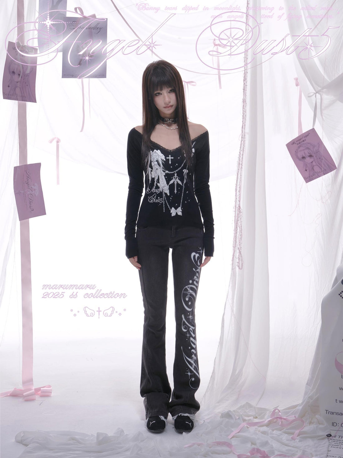 marumaruzip Angel Dust Anime Print V-neck Slim Women&