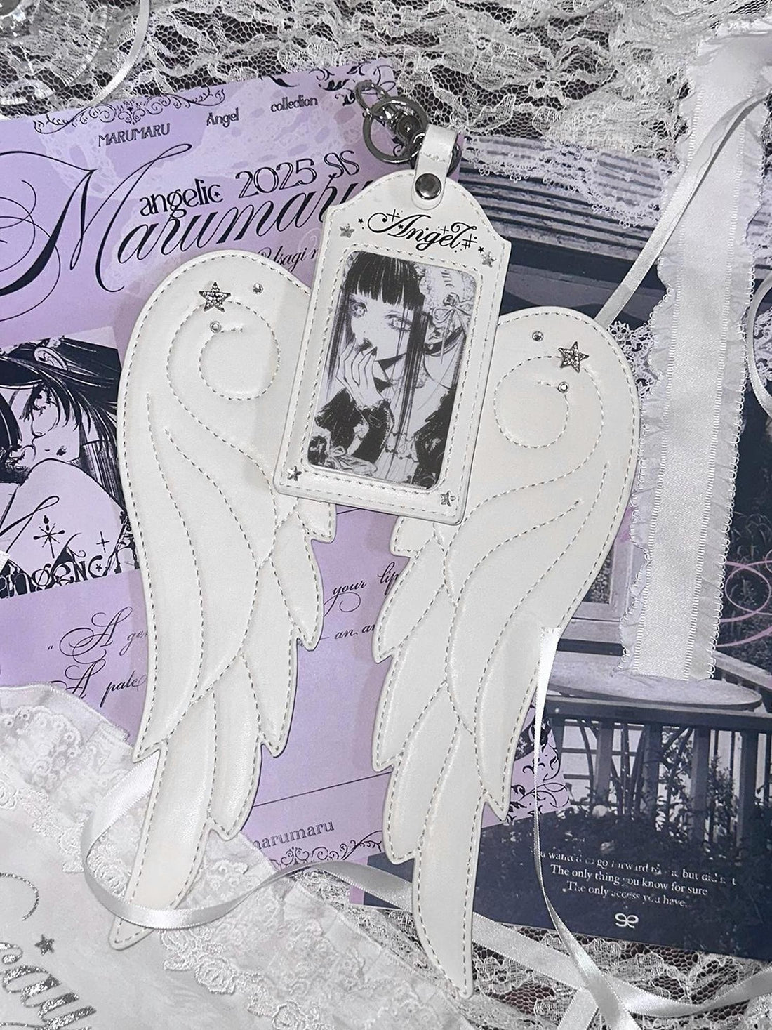 marumaruzip Angel Wing Slim Narrow Card Holder Compact Women&