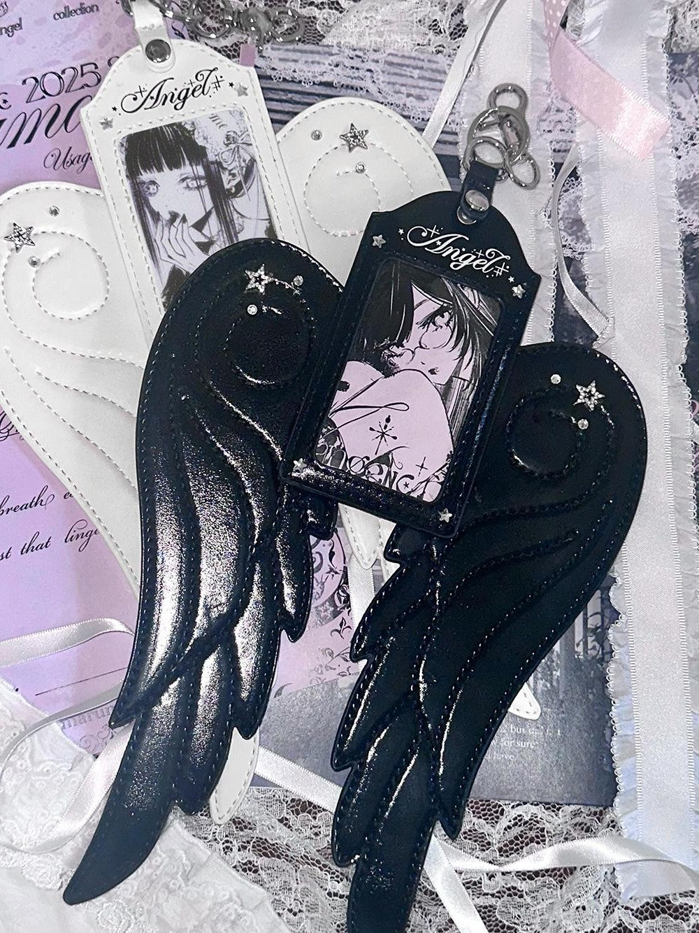 marumaruzip Angel Wing Slim Narrow Card Holder Compact Women&