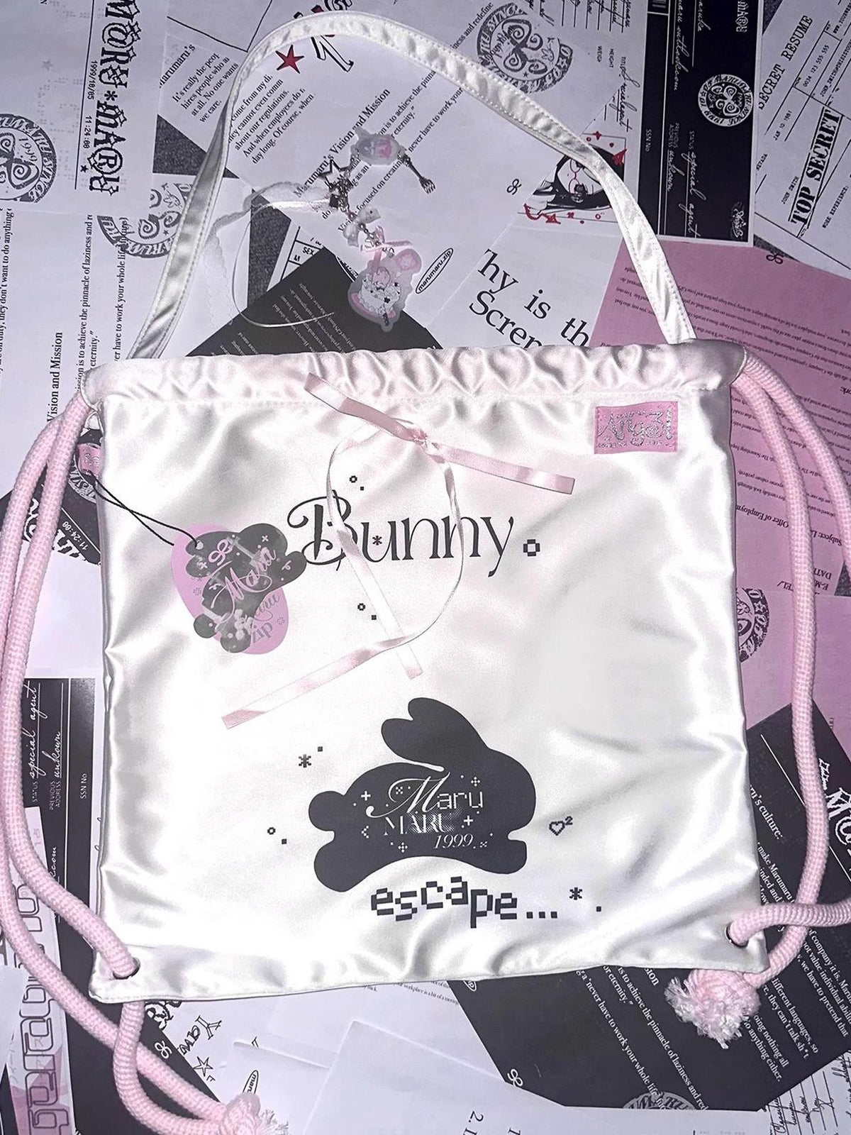 marumaruzip Cute Bow Print Satin Women&