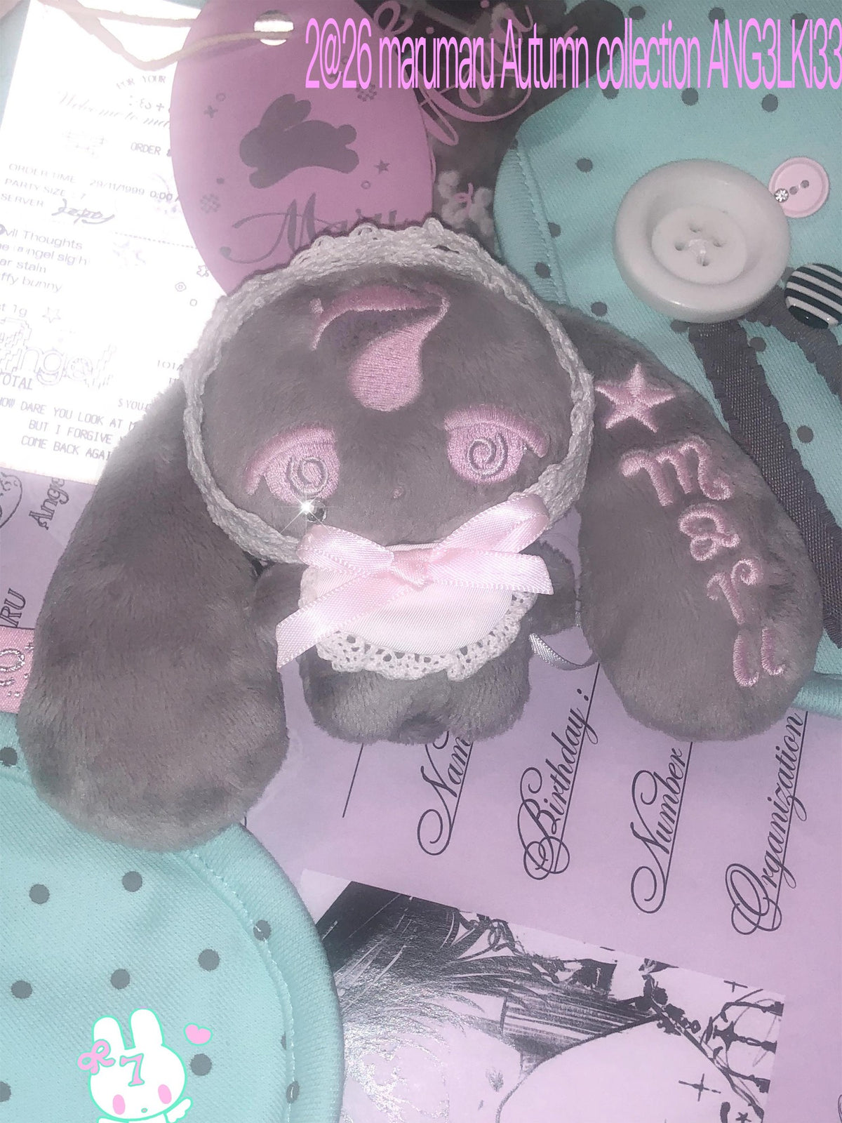 marumaruzip Grey Bunny Plush Angel Dream Drop Ear Women&