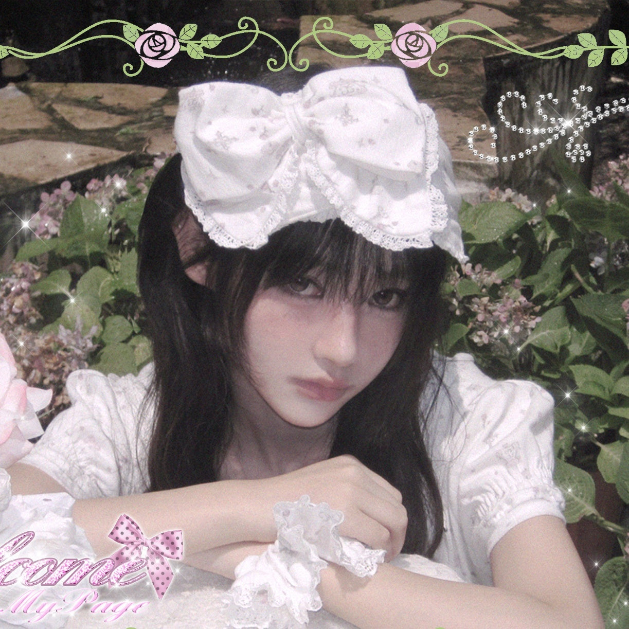 marumaruzip_Light_Pink_Cross_Floral_Bow_Eye_Mask_Women&