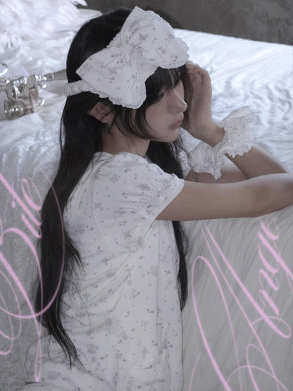 marumaruzip Light Pink Cross Floral Bow Eye Mask Women&