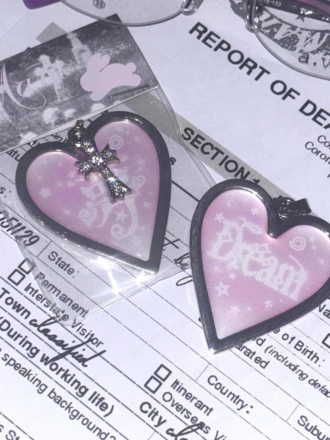 marumaruzip Metallic Glitter Heart Epoxy Resin Niche Pattern Women&