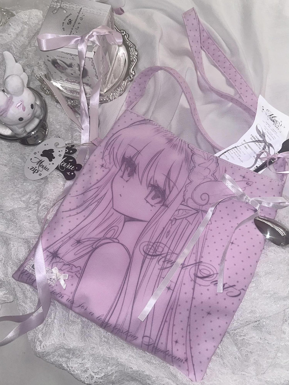 marumaruzip Pink Angel Illustration Printed Women&
