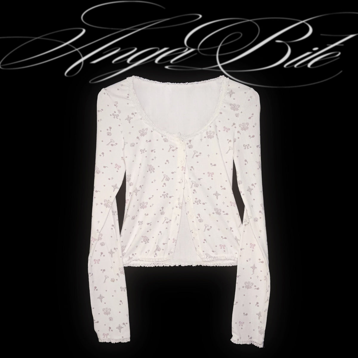 marumaruzip_Pink_Cross_Floral_Print_Button_Round_Neck_Long_Sleeve_Women&