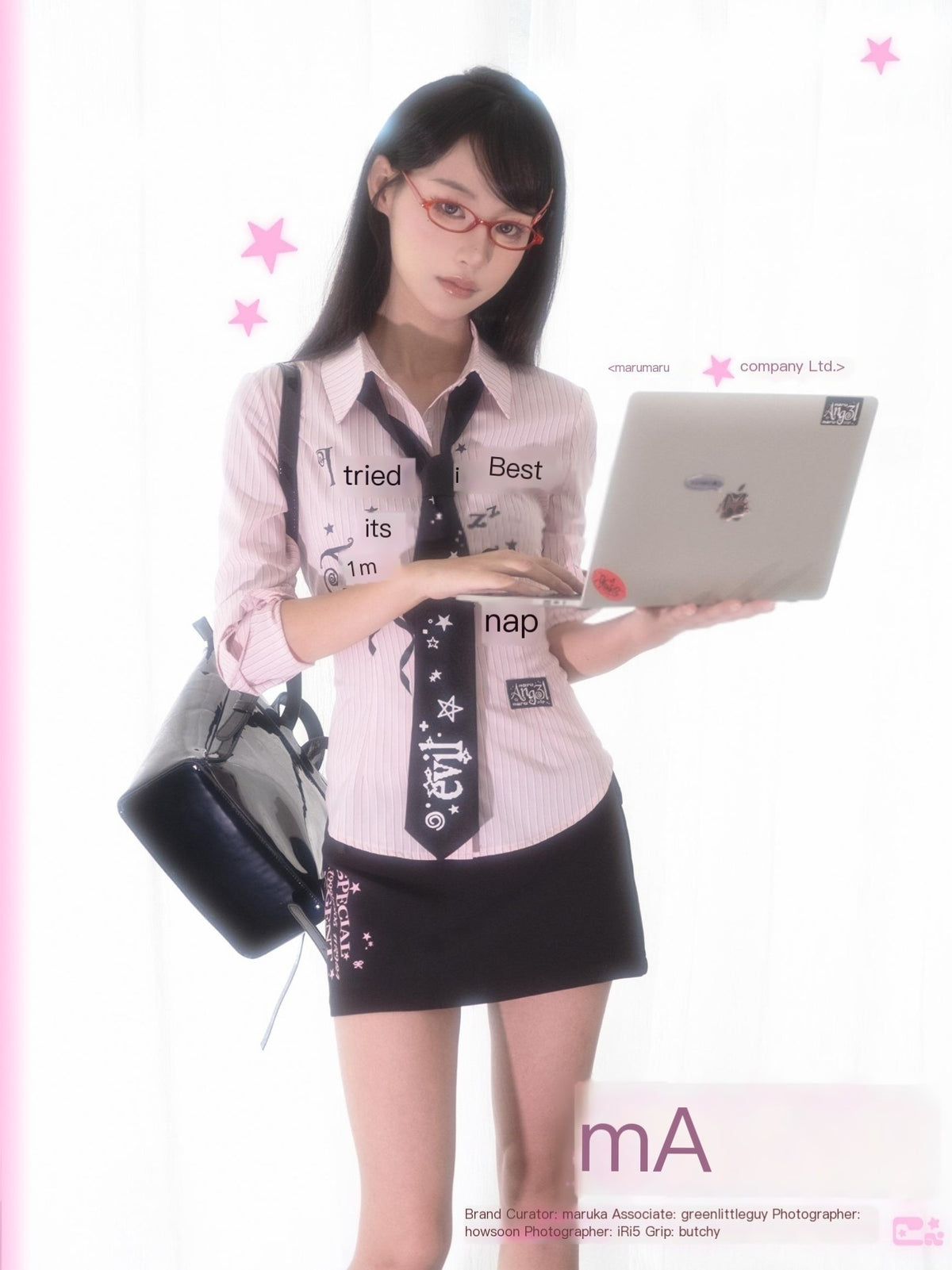 marumaruzip_Pink_Printed_Slim_Fit_Polo_Collar_Long_Sleeve_Women&