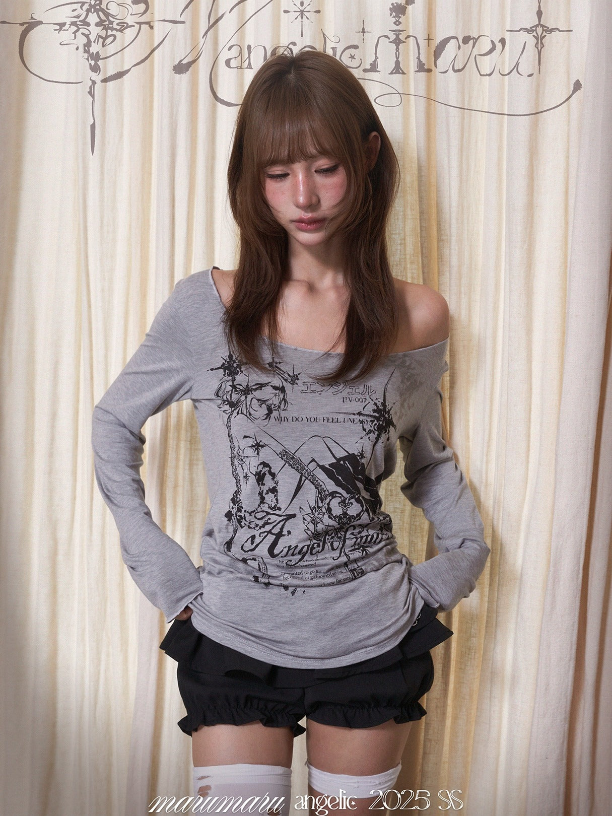 marumaruzip_Shattered_Angel_Print_Drop_Shoulder_Slim_Women&