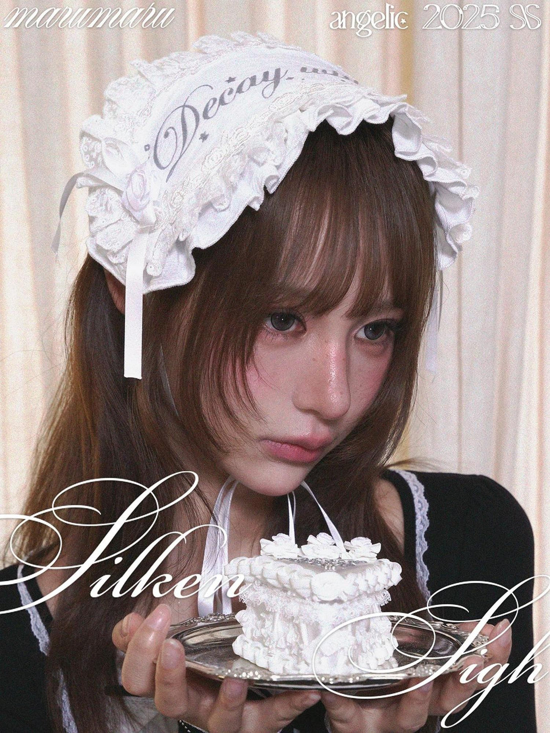 marumaruzip Silver Sparkle Angel Print Angelic Lolita Style Women&