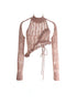 Flowers birds Market Tricolor Wool Knitted Hollow Top