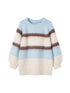 DIDDI MODA Soft Striped Knit Sweater With Colorblock Shoulder Cutout