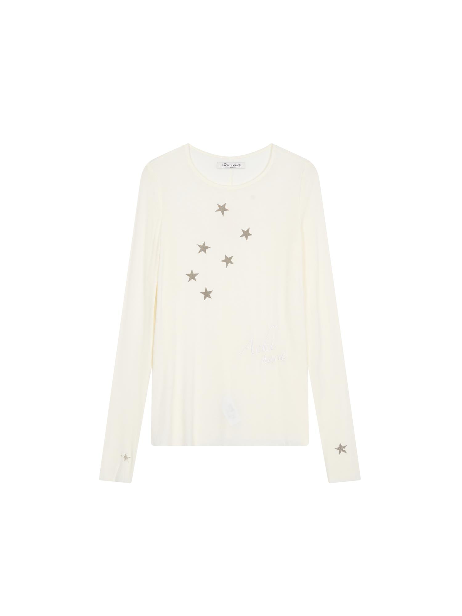 Achihara Sunproof Star Print Modal Cotton Stretch Knit T-Shirt