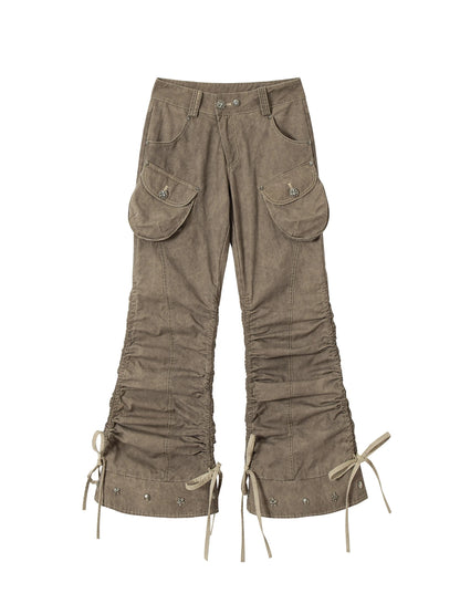 Vintage Punk Distressed Washed Cargo Jogger Pants