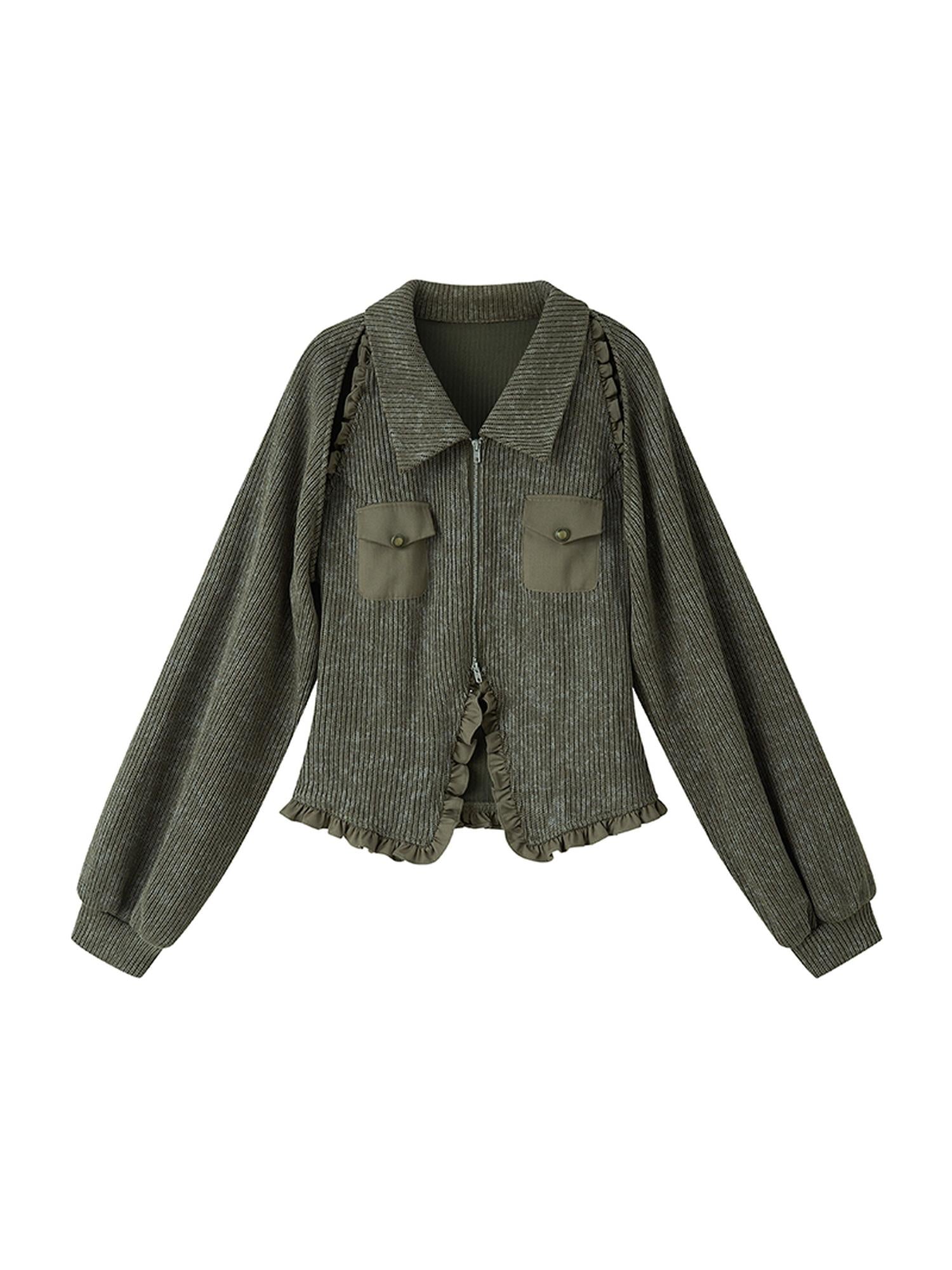 DIDDI MODA Retro Polo Knit Vest Cape Set Autumn Chic