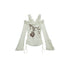 NO ROMANCE禁忌浪漫 Vintage Reversible Off-Shoulder Bell Sleeve Knit T-Shirt