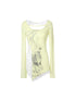 Spring Bunny Print Lace Pearl Embellished Long Sleeve T-Shirt