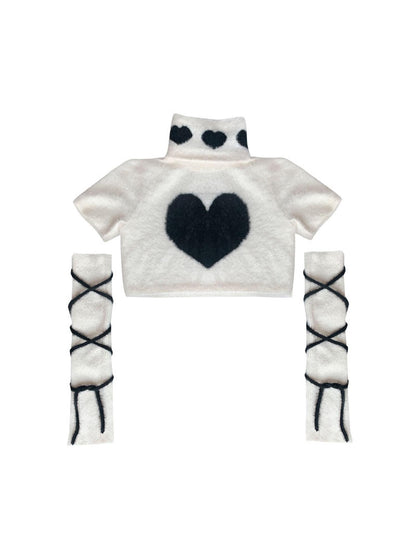WSW WUSHENWU Y2K Velvet High Neck Knit Sweater
