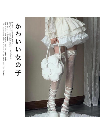 WSW WUSHENWU Y2K Fishnet Socks With Print Dark Sweet Femme Punk Style