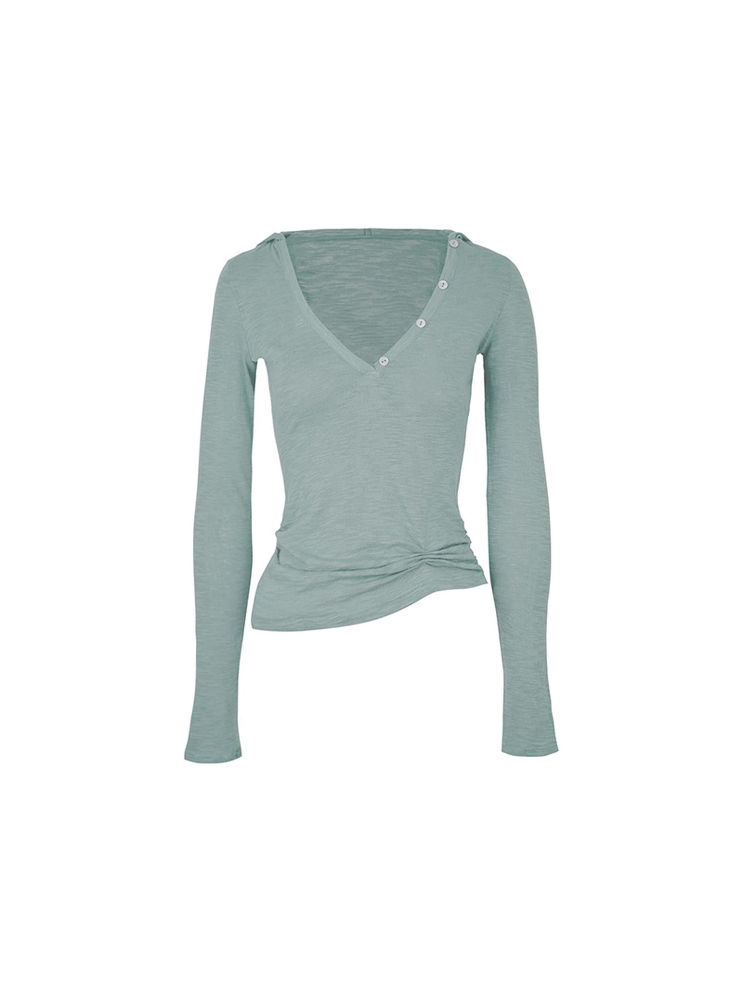 STRIKE A POSE Lazy V-Neck Hooded Long Sleeve Sunshade Top