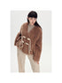 DIDDI MODA V Neck Raglan Sleeve Cute Buckle Wool Coat