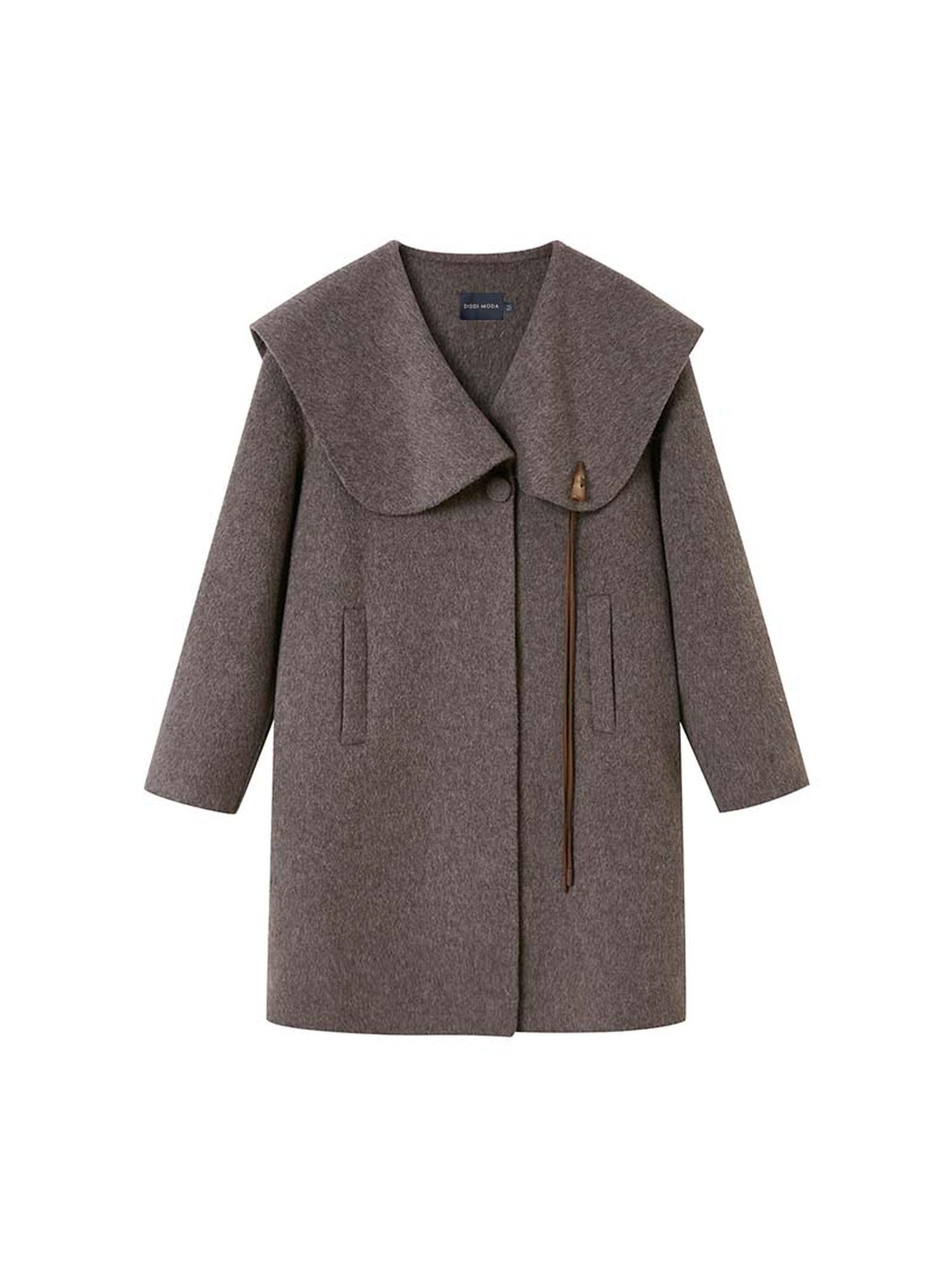 DIDDI MODA Vintage Chic Wool PU Skirt Set With Detachable Fur