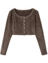 Fall Winter Brown Gray Layered Knit Cardigan Sweater
