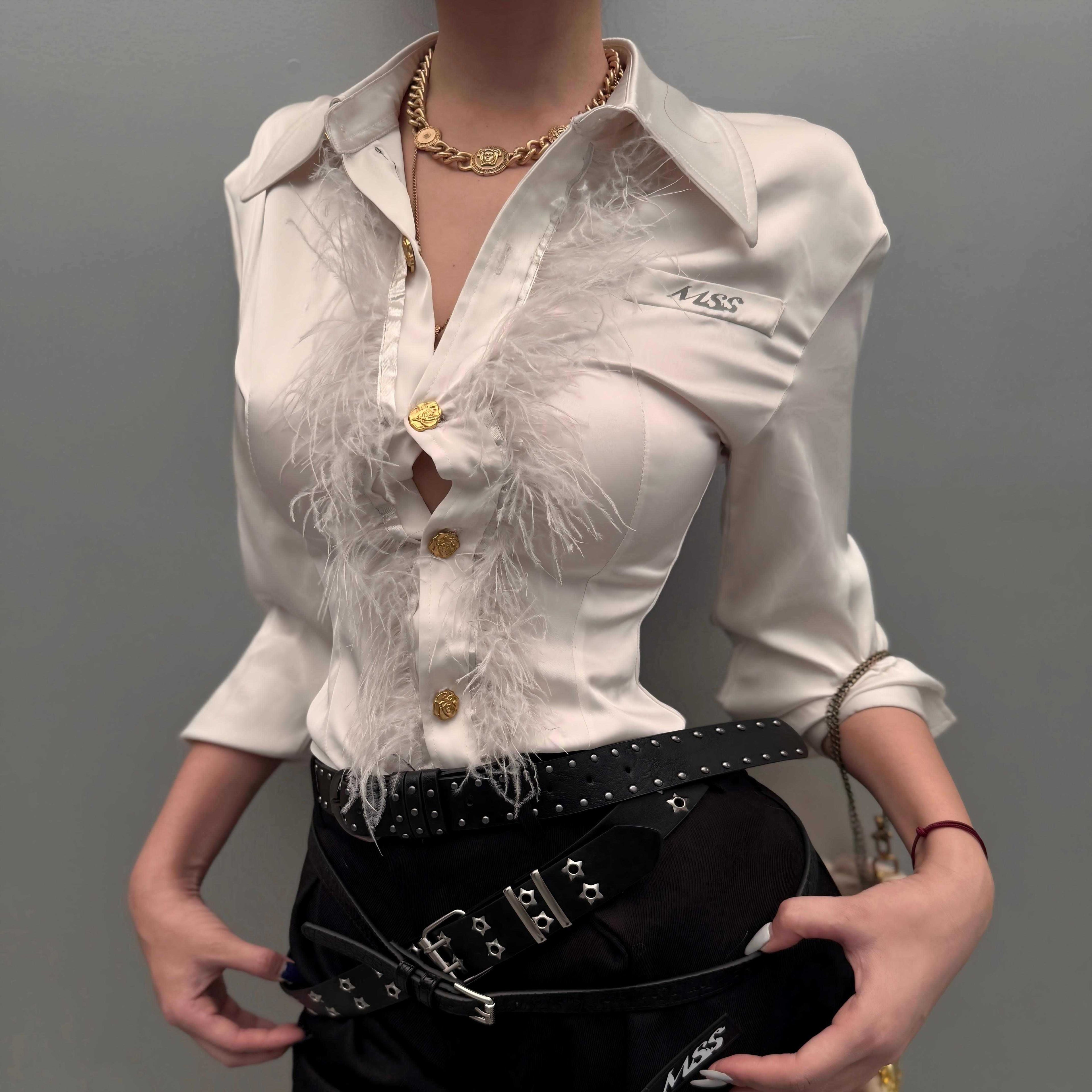 mss_studio_Black_White_Contrast_Ostrich_Feather_Trim_Women&