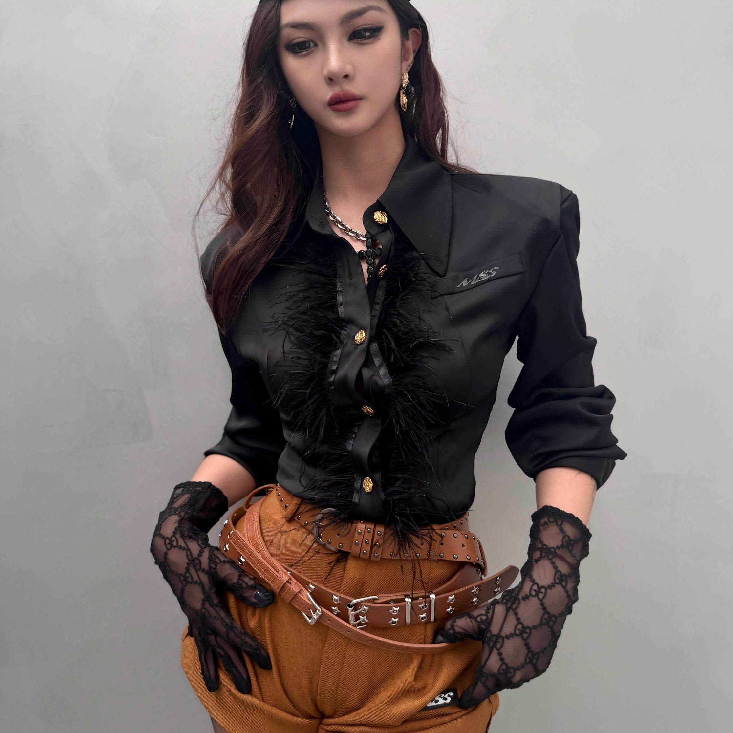 mss_studio_Black_White_Contrast_Ostrich_Feather_Trim_Women&