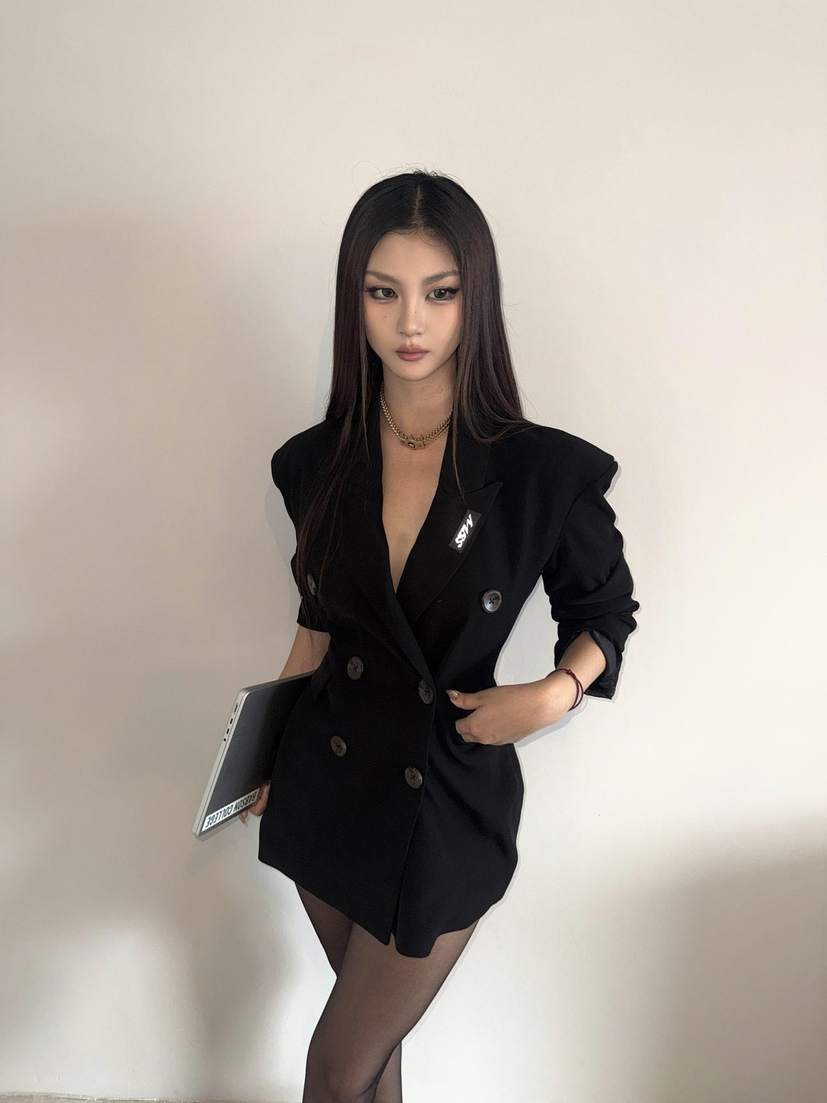 mss studio Double Breasted Waist Cinching Long Sleeve Women&