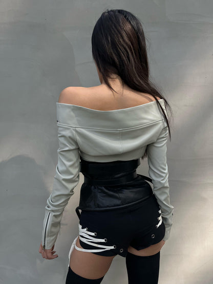 mss studio Light Gray One Shoulder Cinched Waist Women&