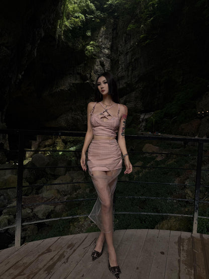 mss studio Pink Croc Embossed Floral Buckle Strappy Women&