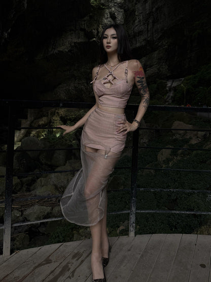mss studio Pink Croc Embossed Floral Buckle Strappy Women&
