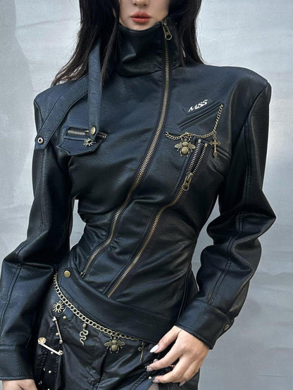 mss studio Retro Asymmetrical Metal Hardware Women&