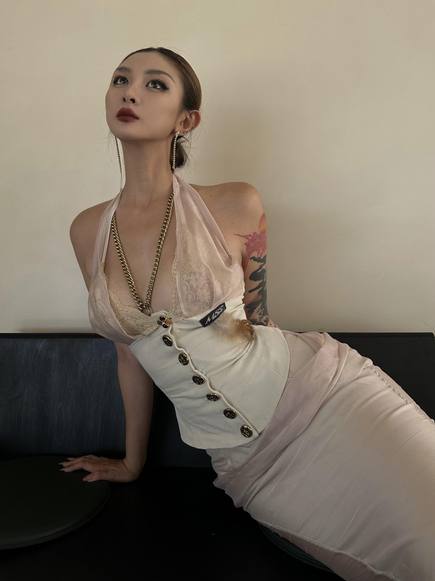 mss studio Soft Old Money Double Layer Slimming Sexy Women&