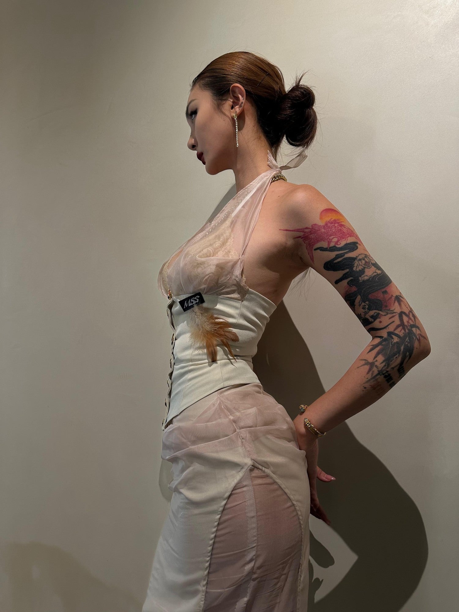 mss studio Soft Old Money Double Layer Slimming Sexy Women&
