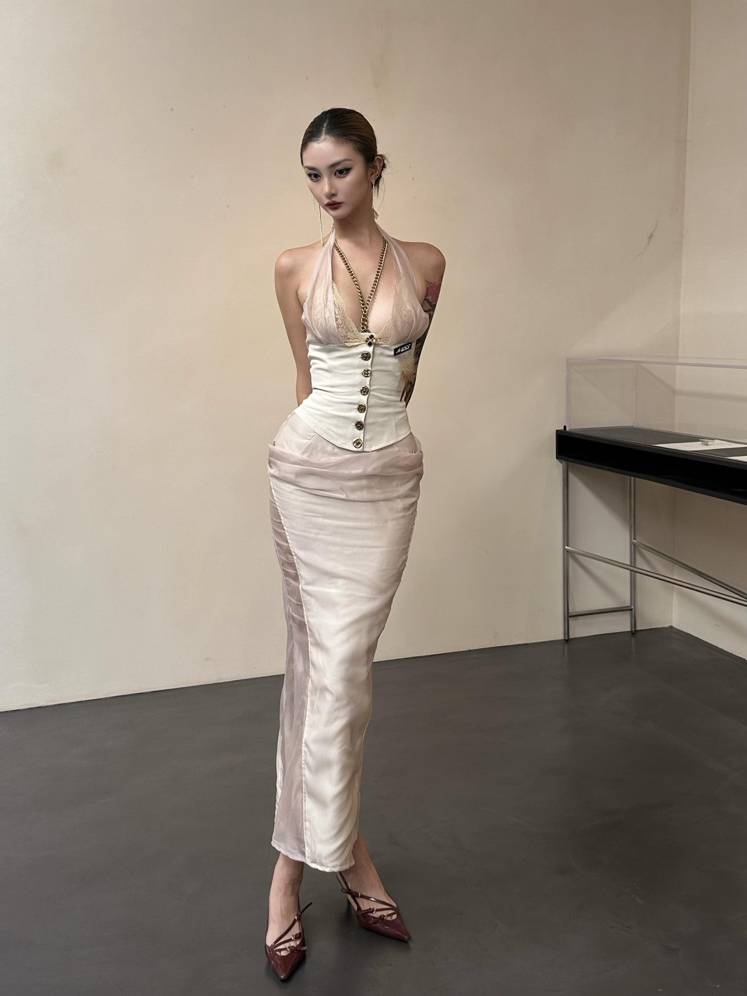 mss studio Soft Old Money Double Layer Slimming Sexy Women&