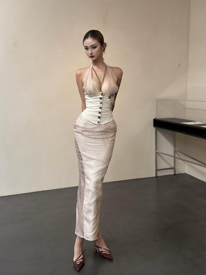 mss studio Soft Old Money Double Layer Slimming Sexy Women&