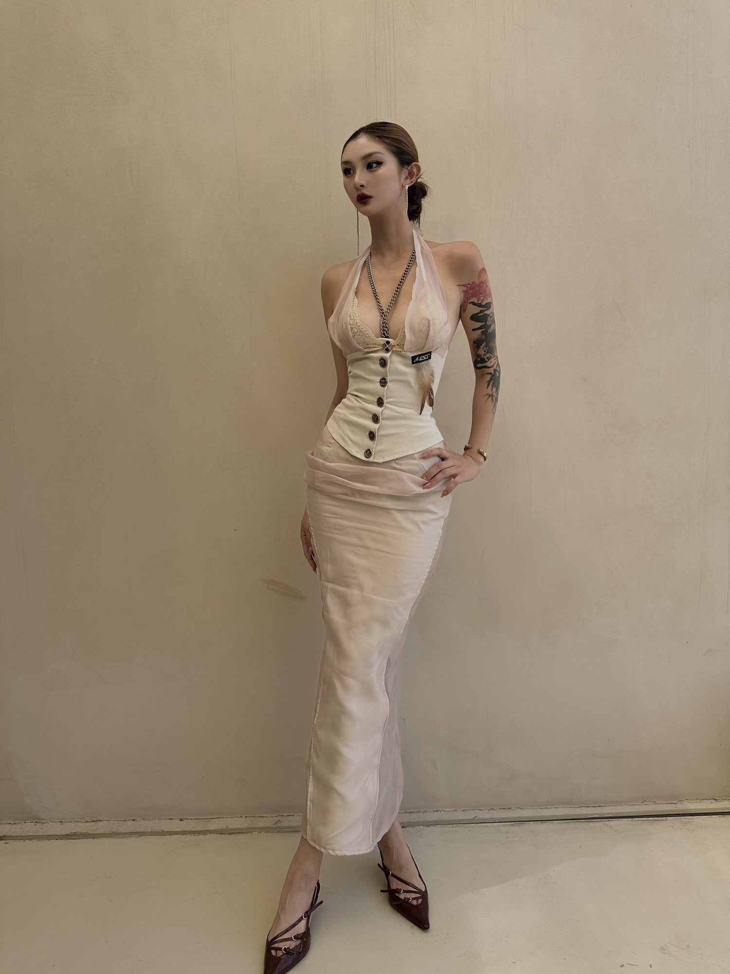 mss studio Soft Old Money Double Layer Slimming Sexy Women&