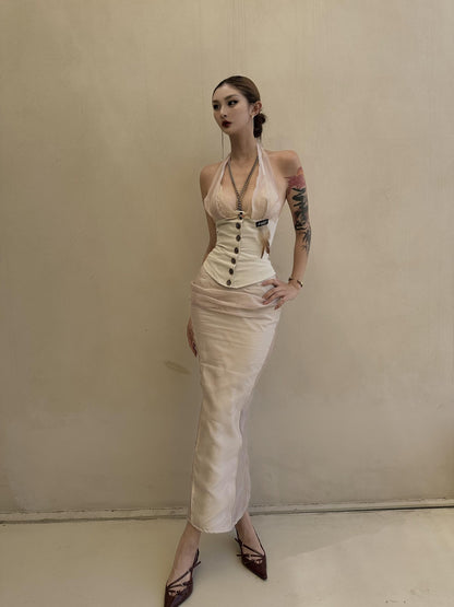 mss studio Soft Old Money Double Layer Slimming Sexy Women&