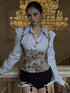 mss_studio_Striped_Floral_Spliced_Waist_Cinch_Court_Sleeve_Women&