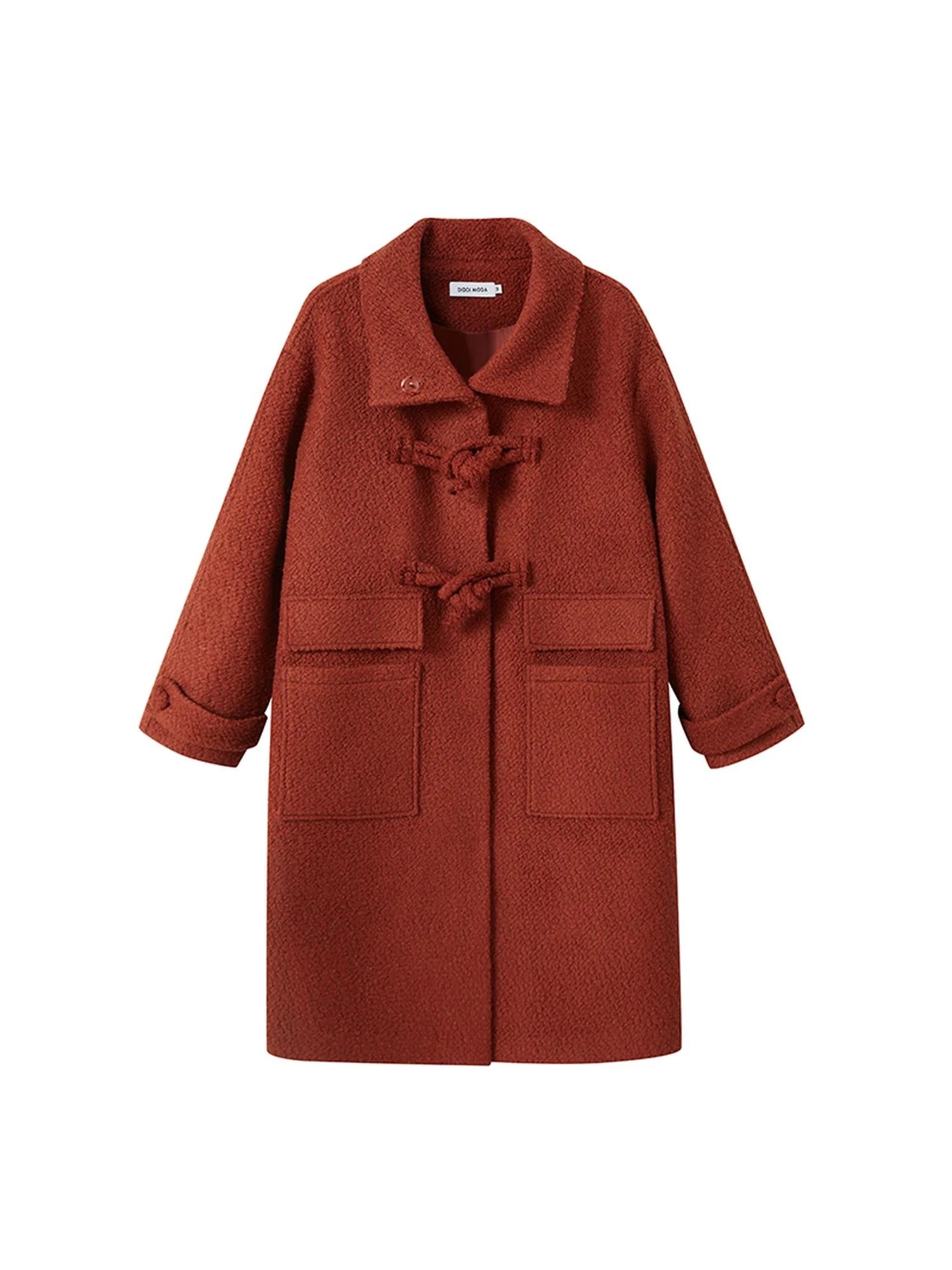 Vintage Cheongsam Coat Festive Red Wool Blend