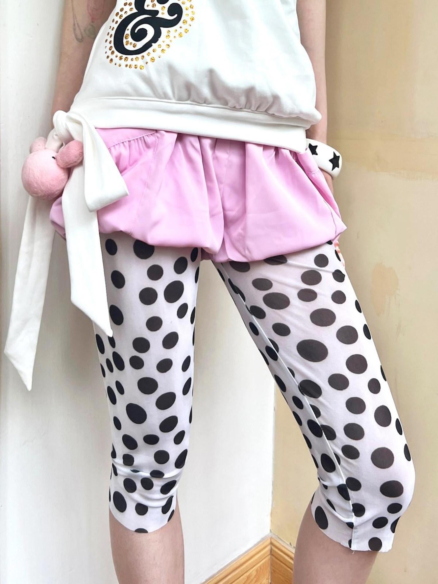 nit alcove Mesh Polka Dot Asymmetric High Waist Women&